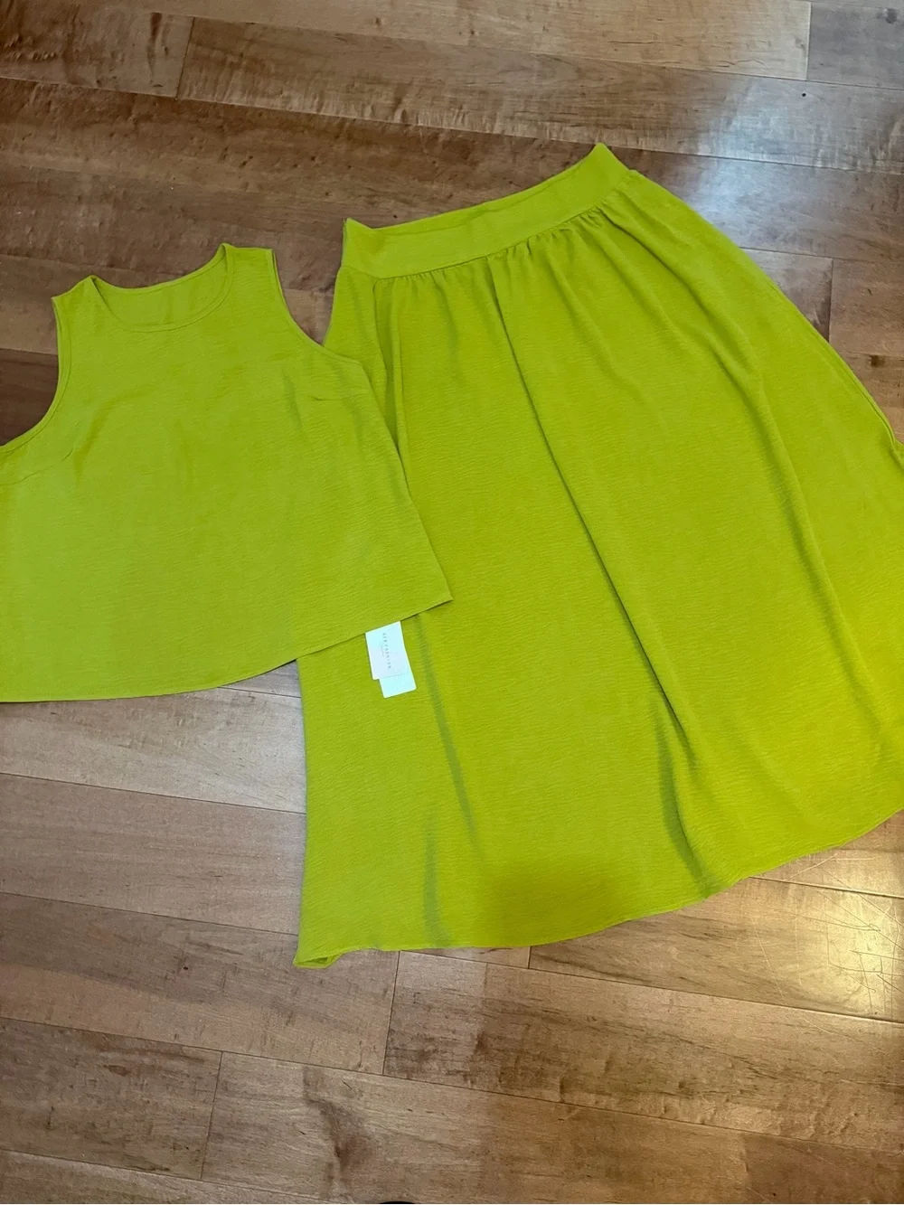 Women's Lime Green Casual Skirt Set
